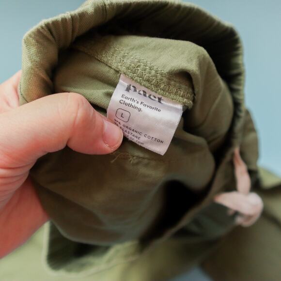 Pact Olive Green Daily Twill Waist Ankle Organic Cotton Pants Size Large - Picture 8 of 9